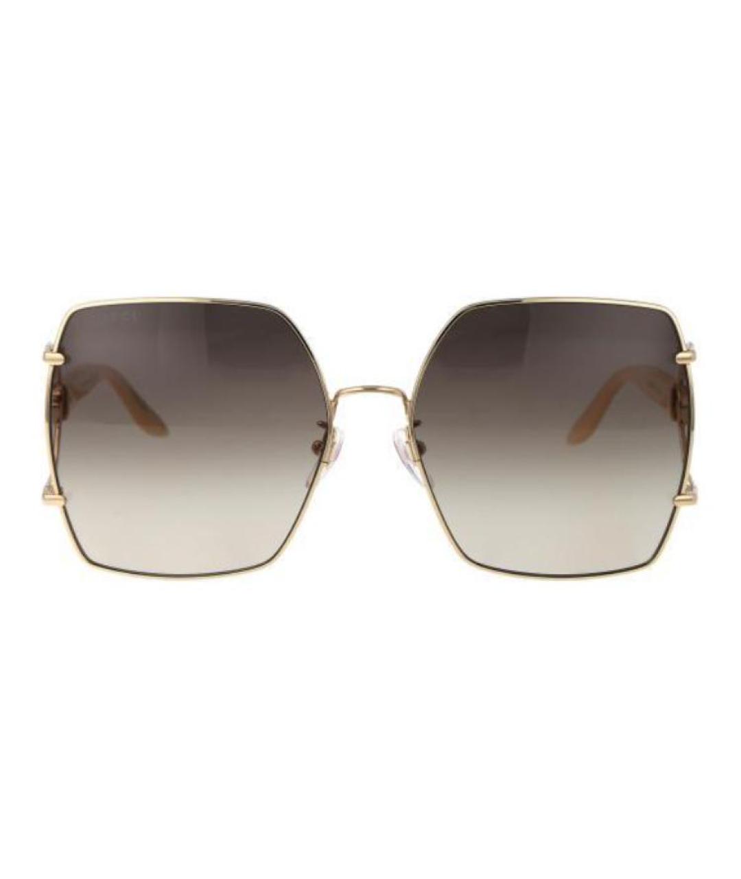 GUCCI Золотые металлические солнцезащитные очки, фото 1