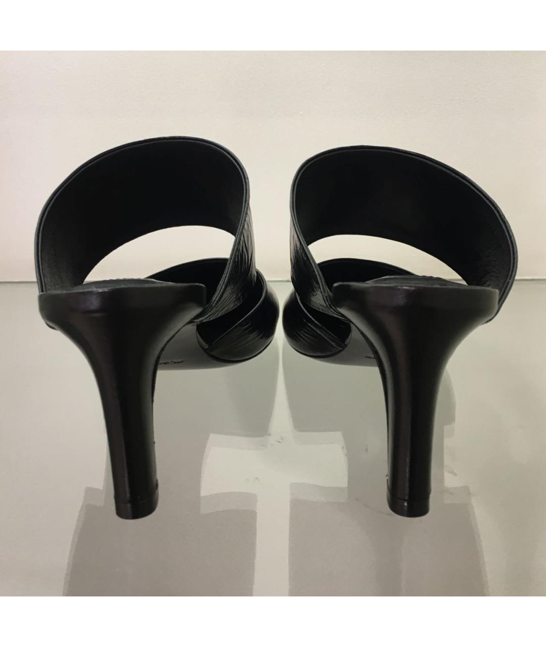 JIL SANDER Черные кожаные мюли, фото 4
