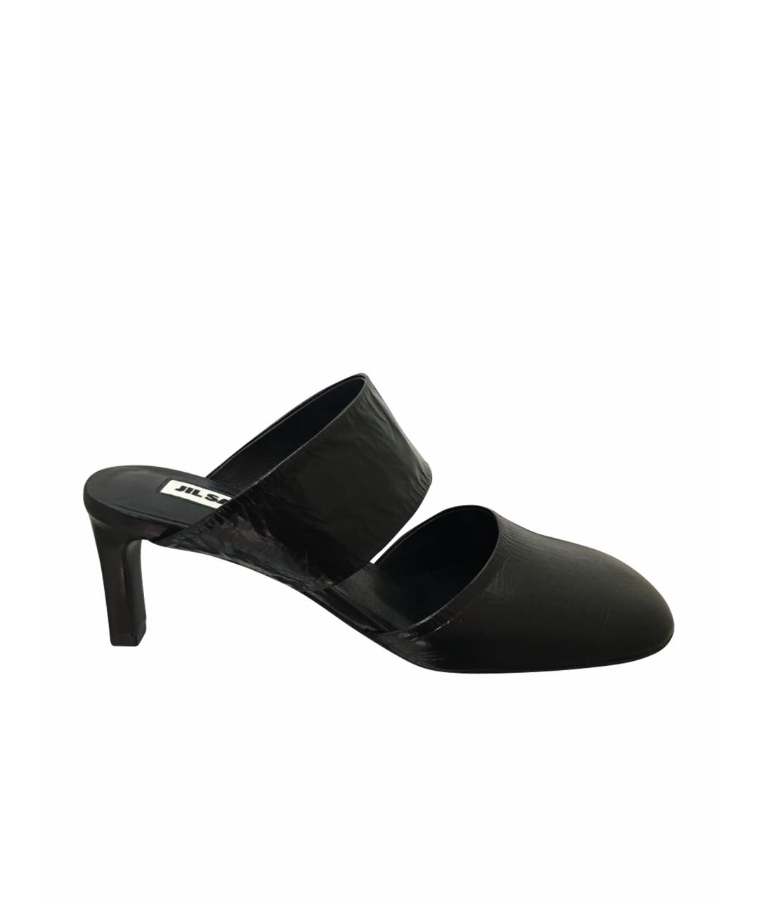 JIL SANDER Черные кожаные мюли, фото 1