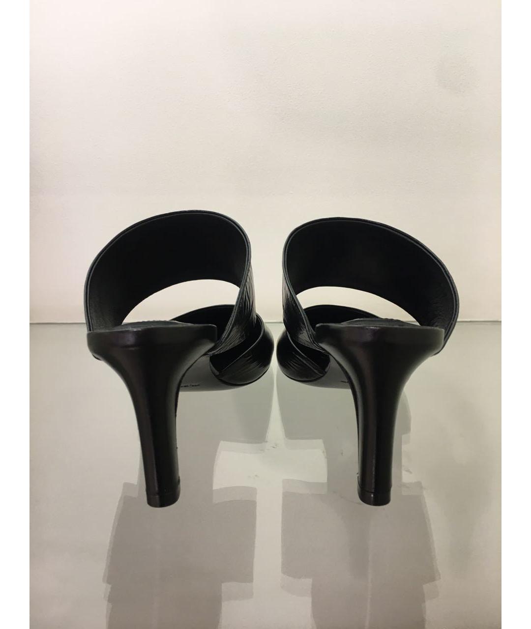JIL SANDER Черные кожаные мюли, фото 4