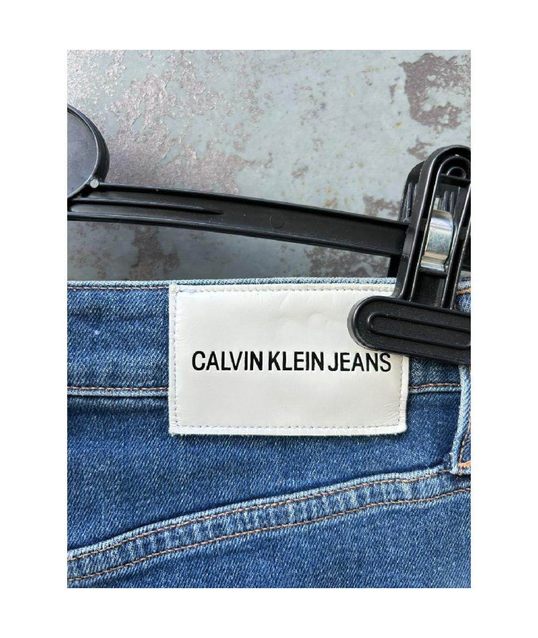 CALVIN KLEIN Синяя хлопковая юбка мини, фото 6