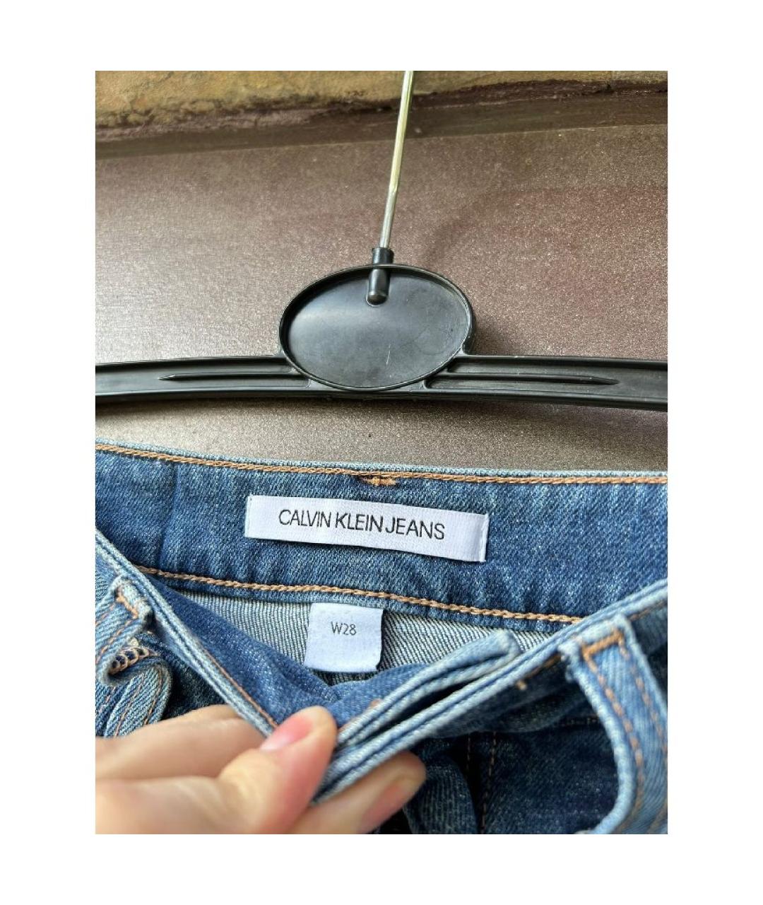 CALVIN KLEIN Синяя хлопковая юбка мини, фото 2