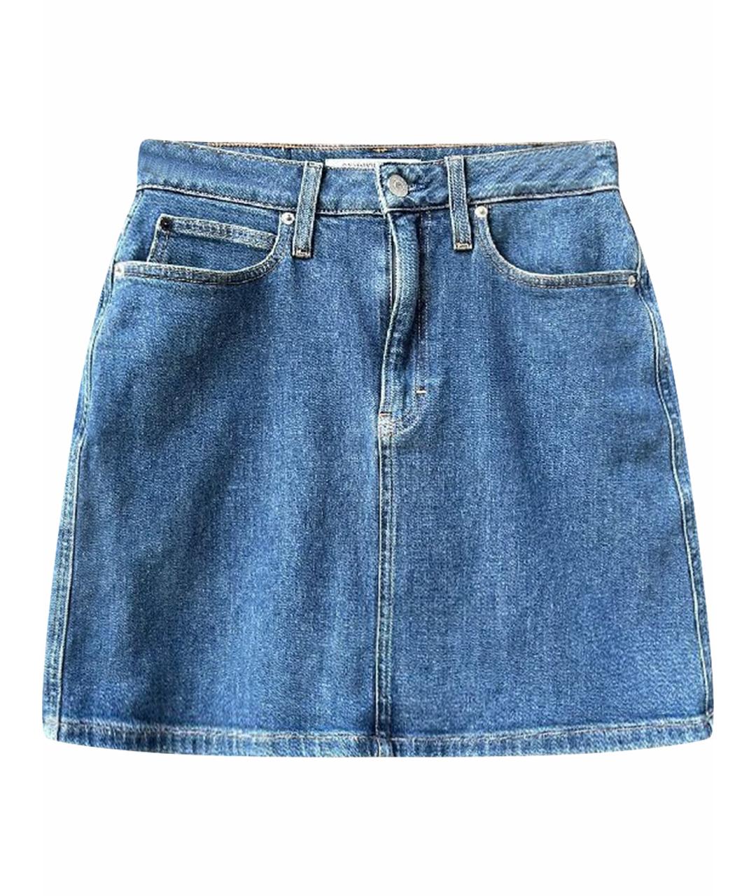 CALVIN KLEIN Синяя хлопковая юбка мини, фото 1
