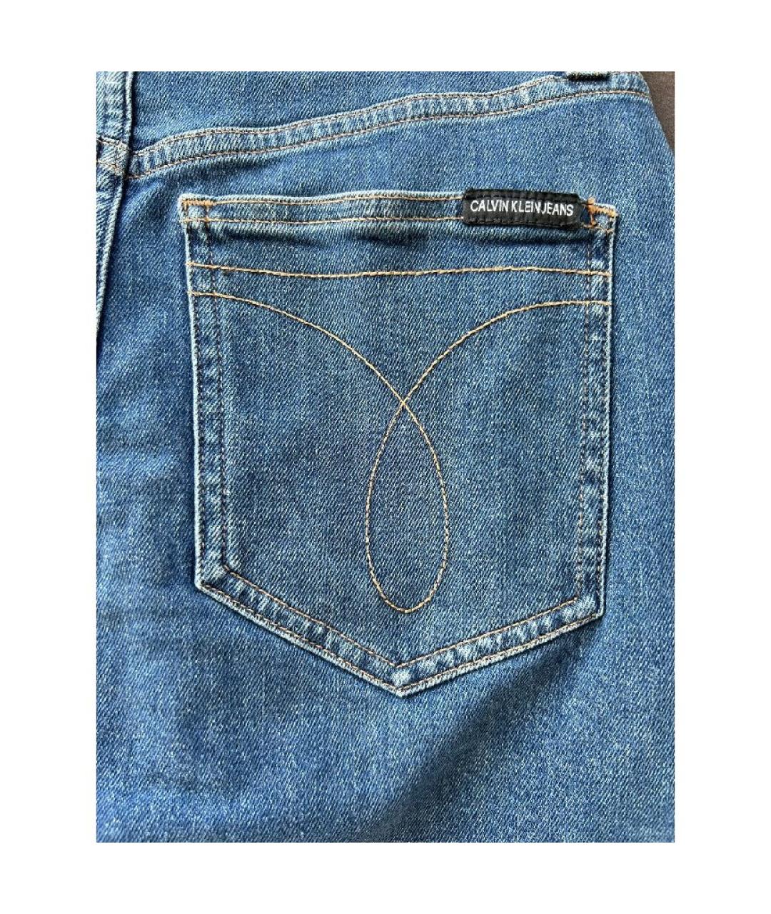 CALVIN KLEIN Синяя хлопковая юбка мини, фото 5
