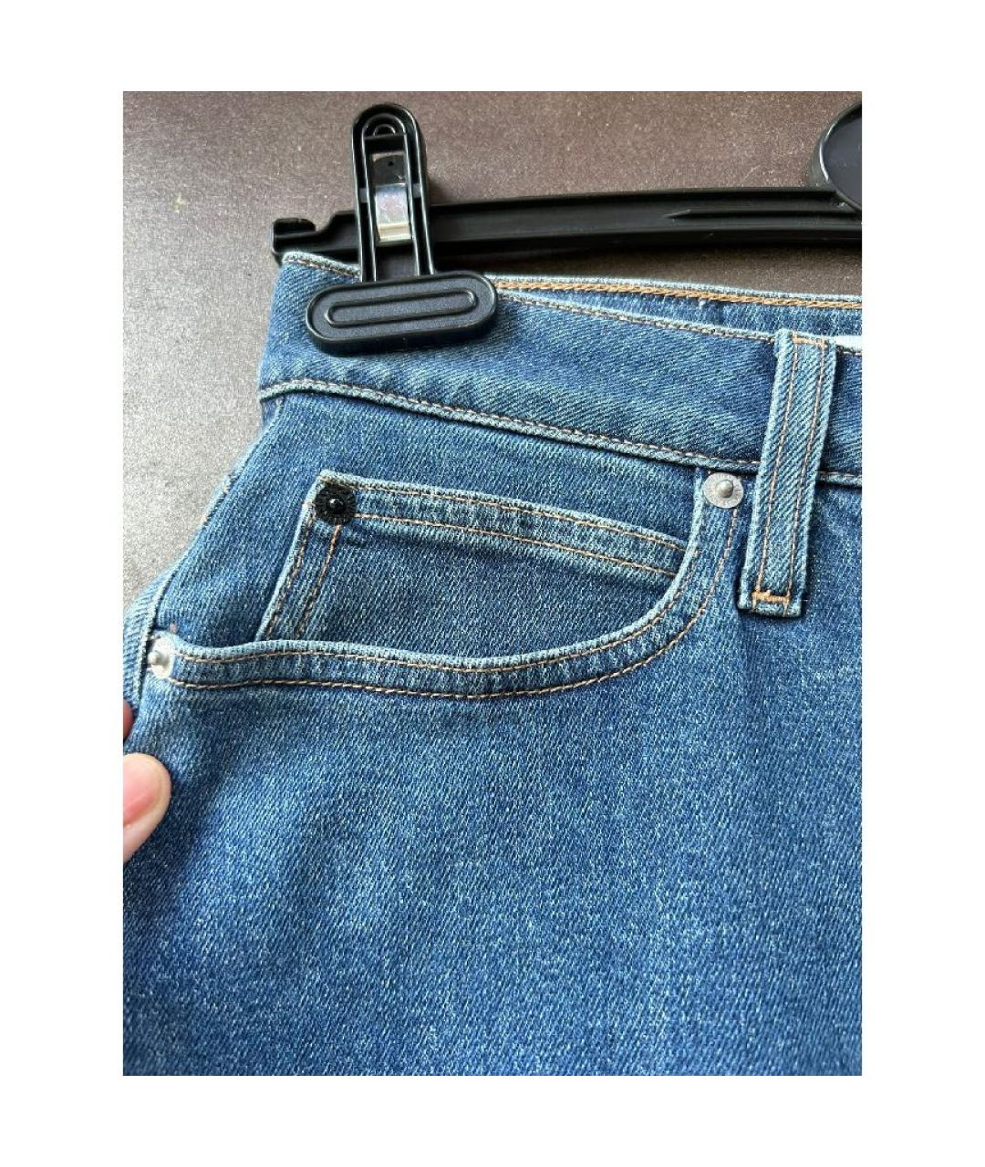 CALVIN KLEIN Синяя хлопковая юбка мини, фото 3