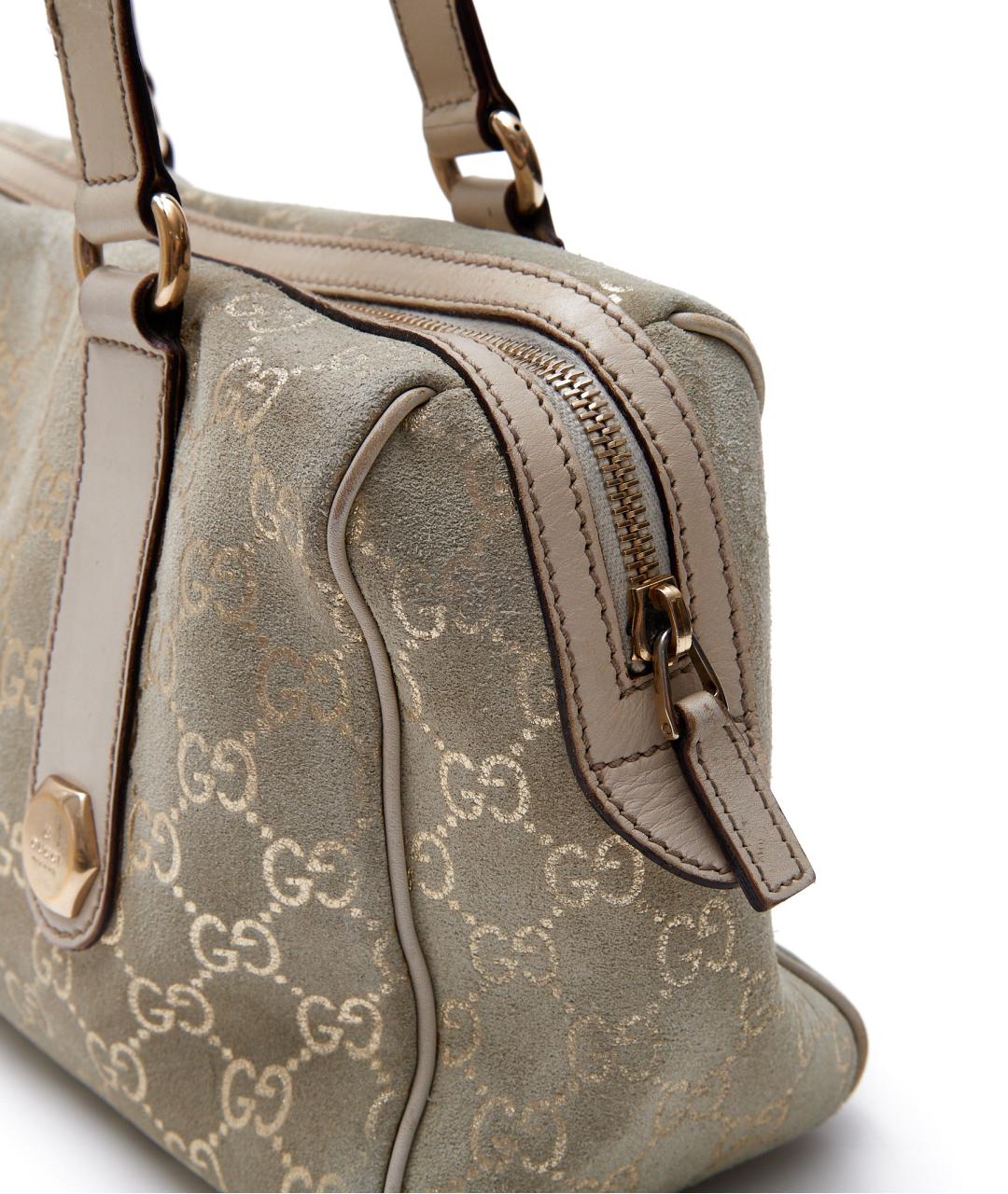 GUCCI Бежевая замшевая сумка с короткими ручками, фото 5