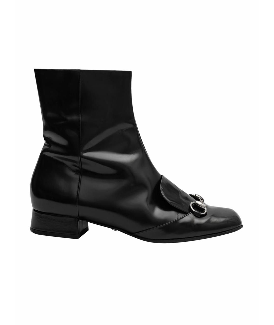 GUCCI Черные полусапоги из лакированной кожи, фото 1