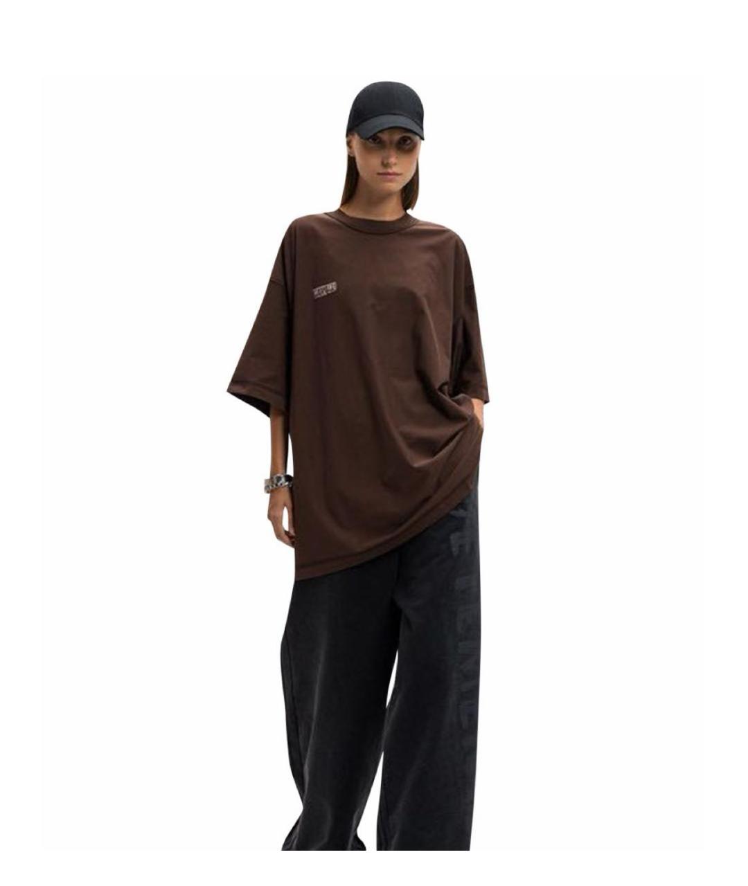 VETEMENTS Коричневая хлопковая футболка, фото 5
