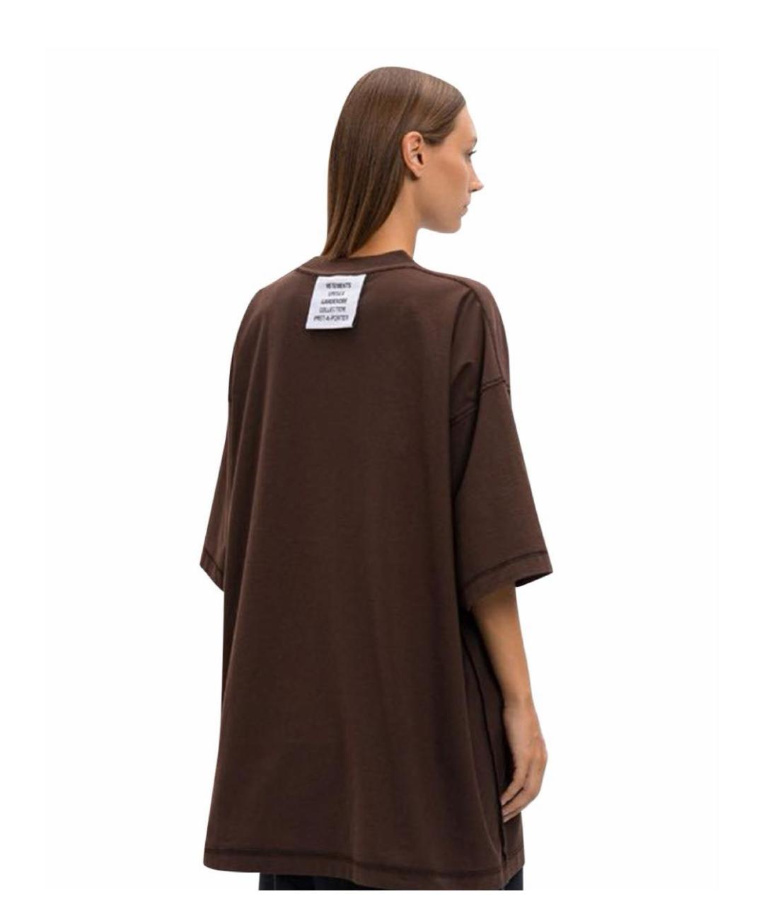 VETEMENTS Коричневая хлопковая футболка, фото 6