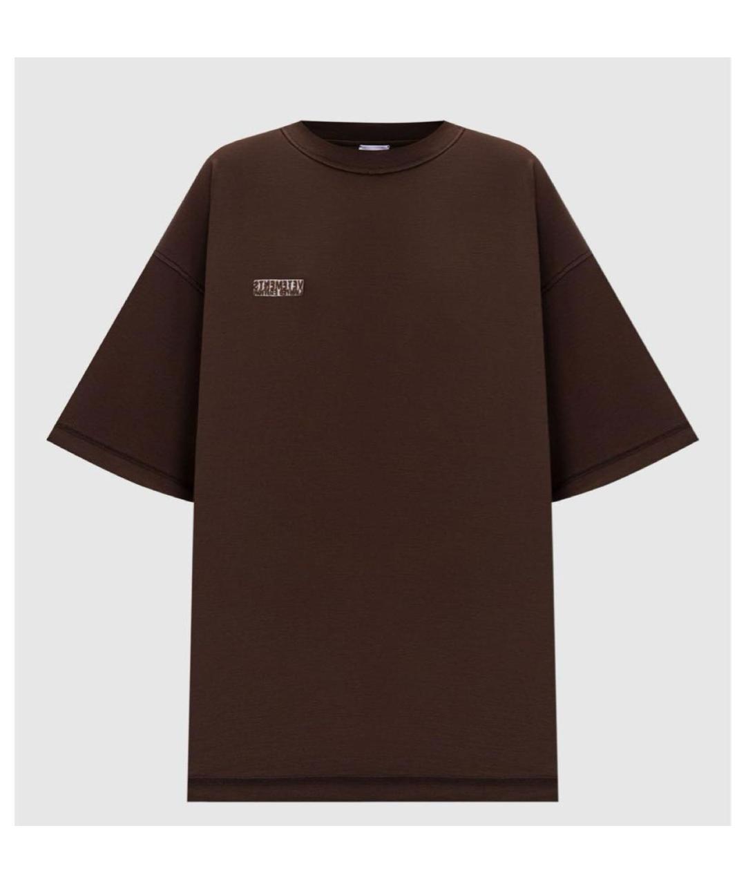 VETEMENTS Коричневая хлопковая футболка, фото 4