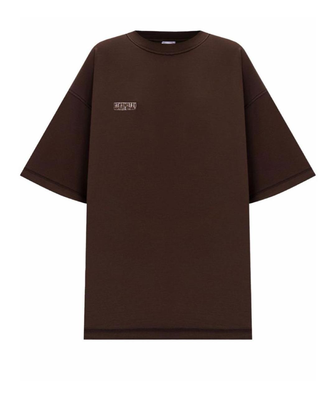 VETEMENTS Коричневая хлопковая футболка, фото 1