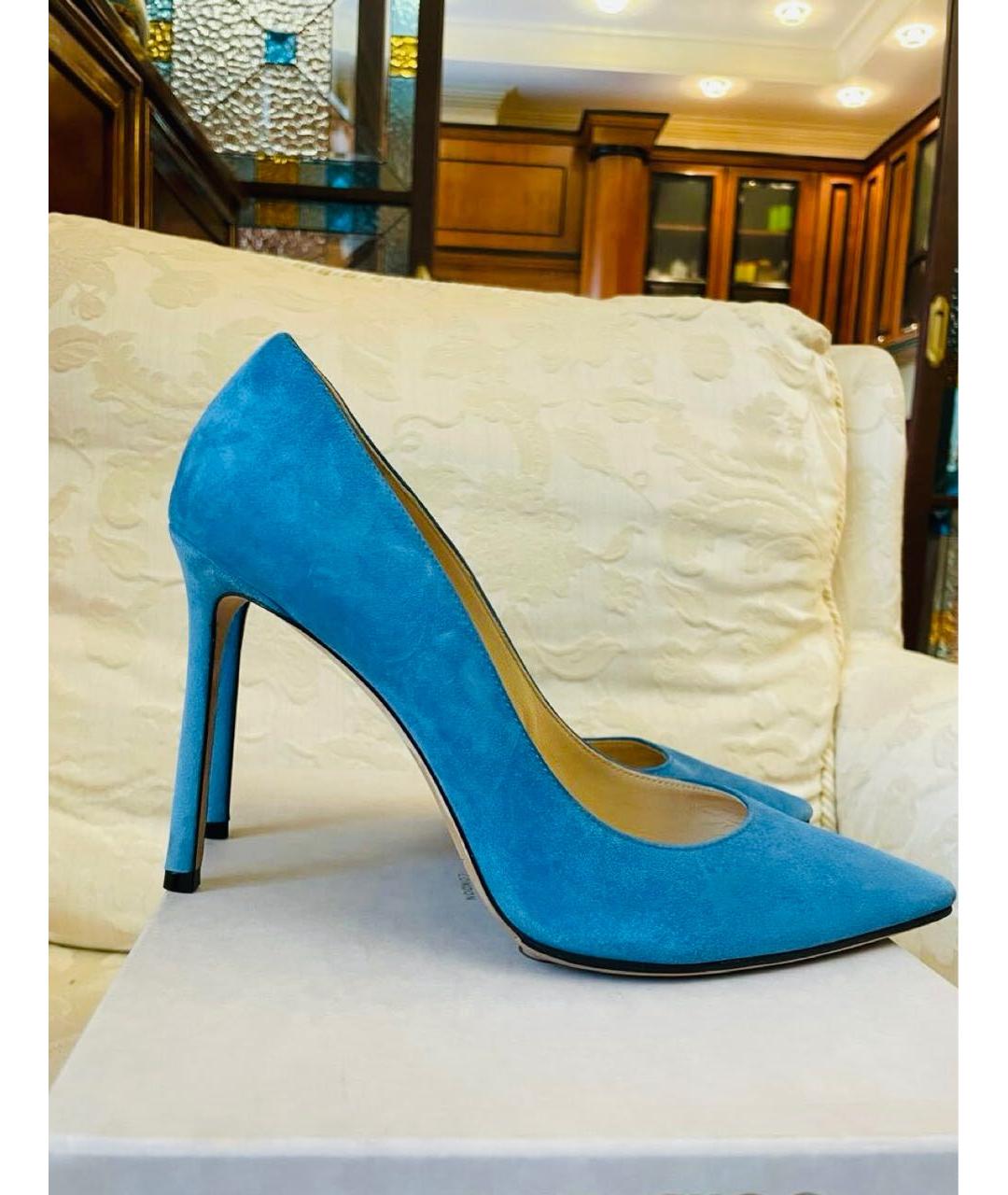 JIMMY CHOO Голубые замшевые туфли, фото 3