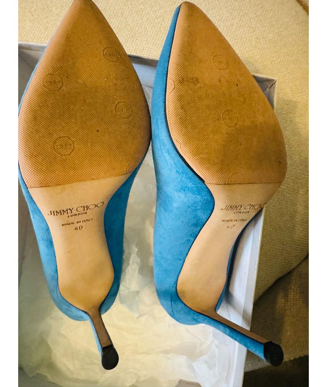 JIMMY CHOO Голубые замшевые туфли, фото 8