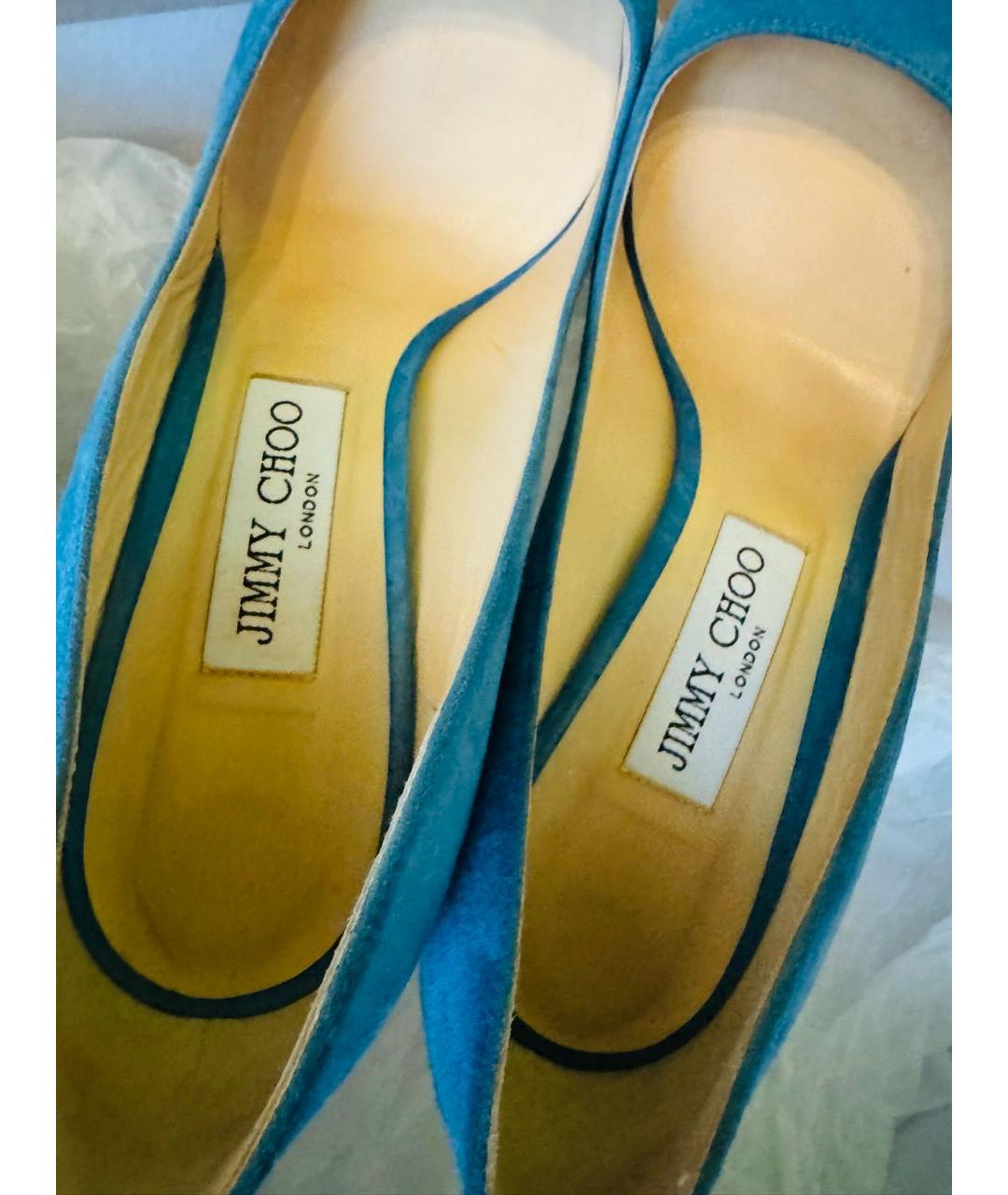 JIMMY CHOO Голубые замшевые туфли, фото 4