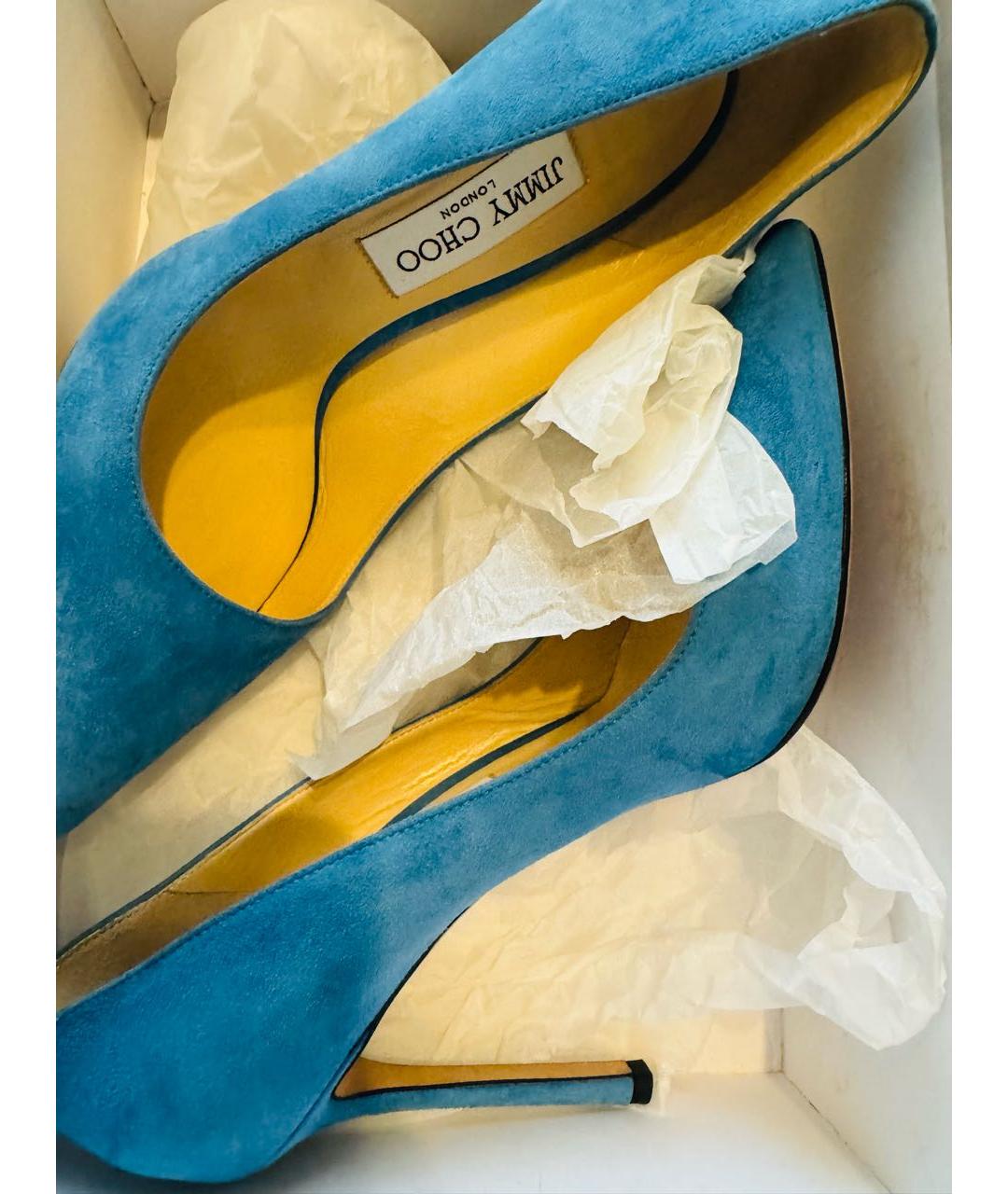 JIMMY CHOO Голубые замшевые туфли, фото 5