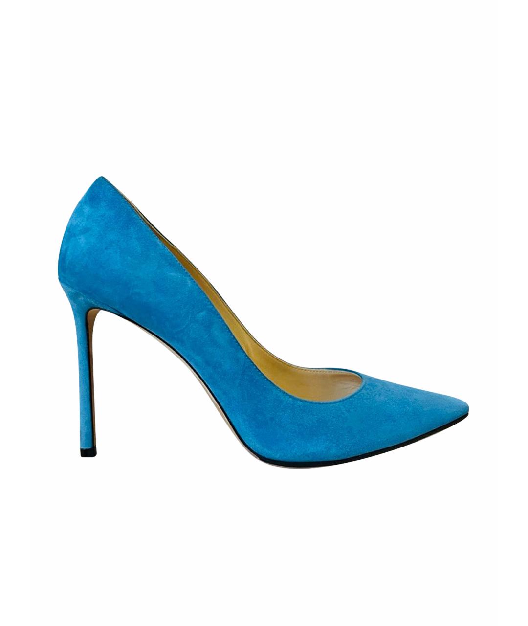 JIMMY CHOO Голубые замшевые туфли, фото 1
