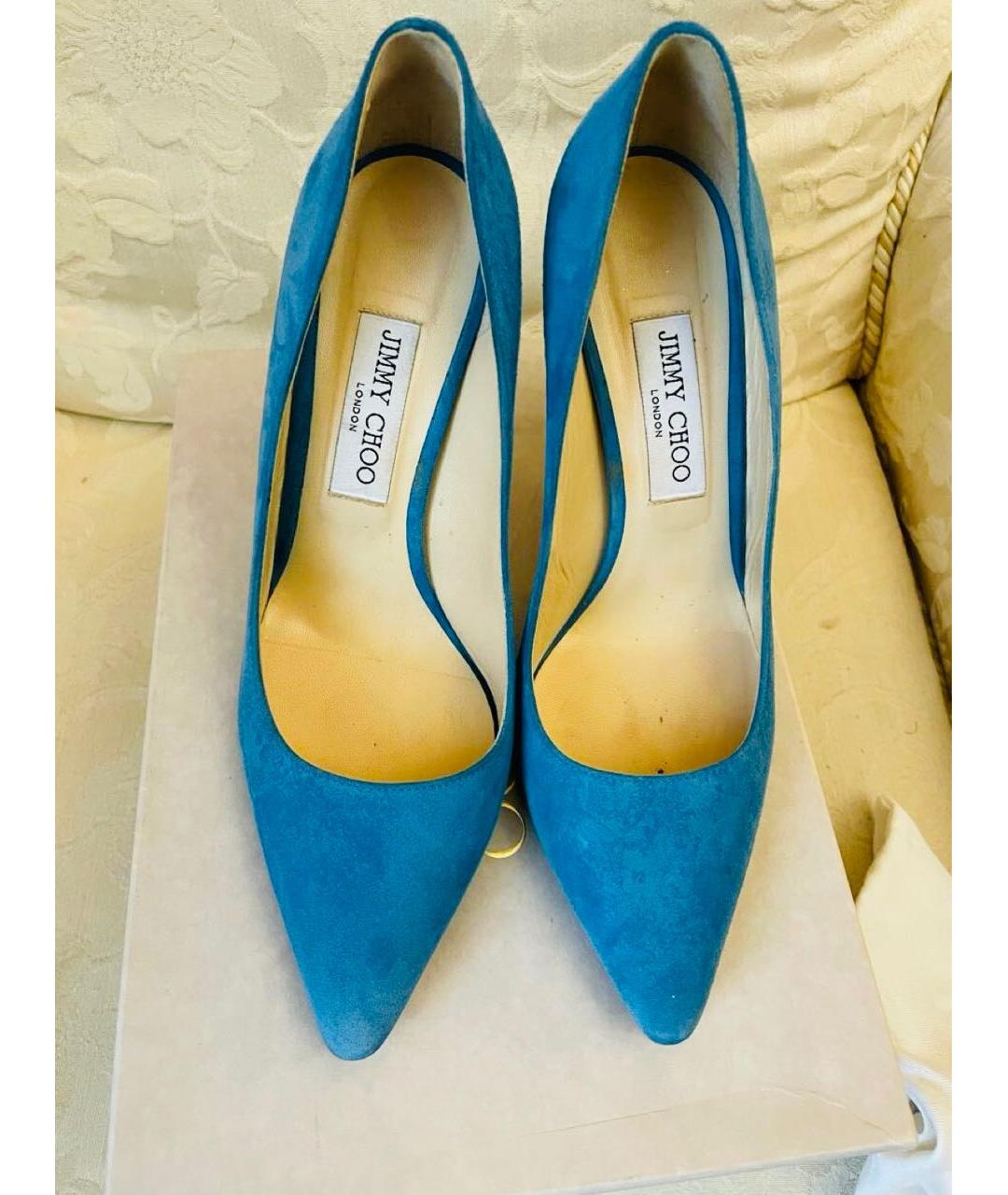 JIMMY CHOO Голубые замшевые туфли, фото 2