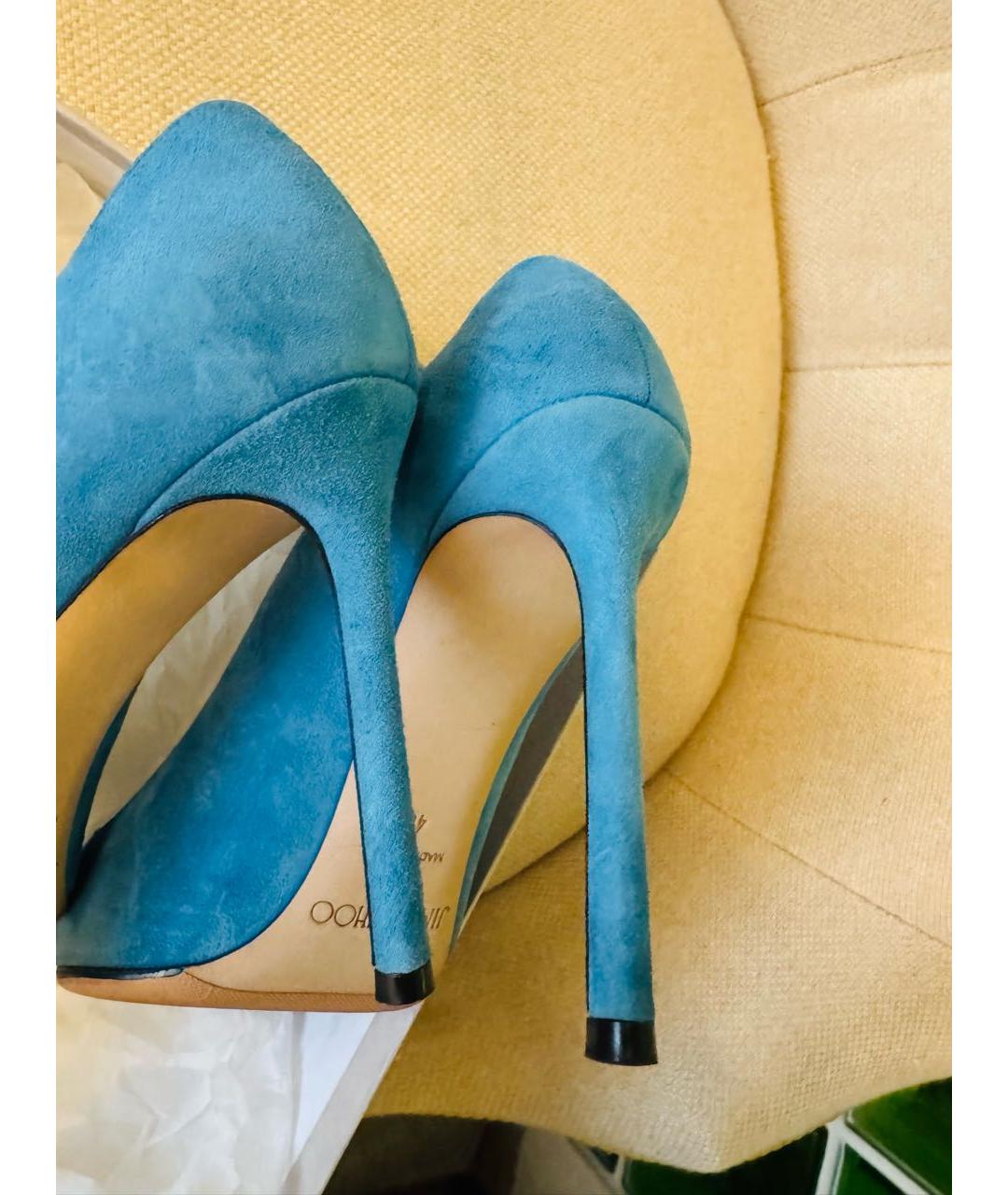 JIMMY CHOO Голубые замшевые туфли, фото 6