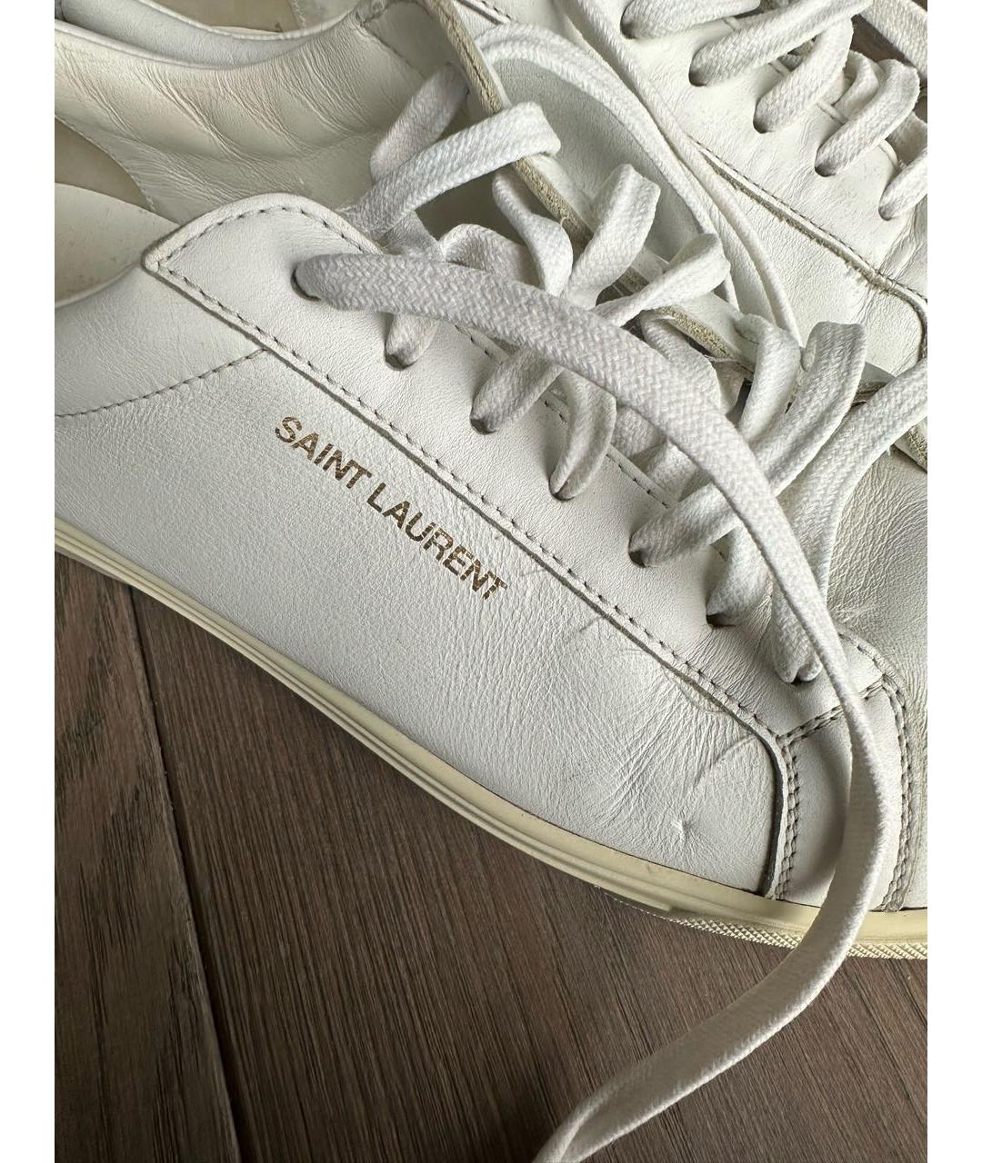 SAINT LAURENT Белые кожаные кеды, фото 3