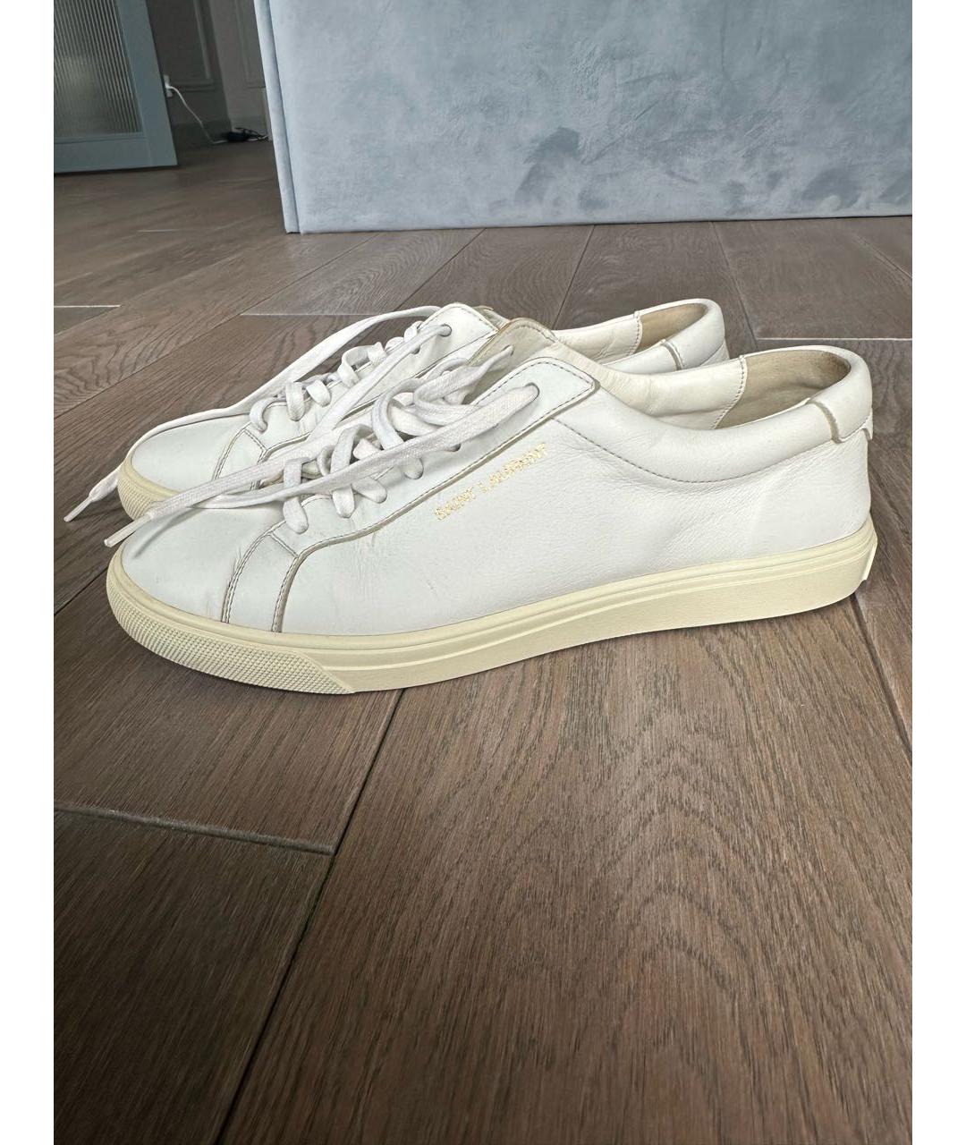 SAINT LAURENT Белые кожаные кеды, фото 6