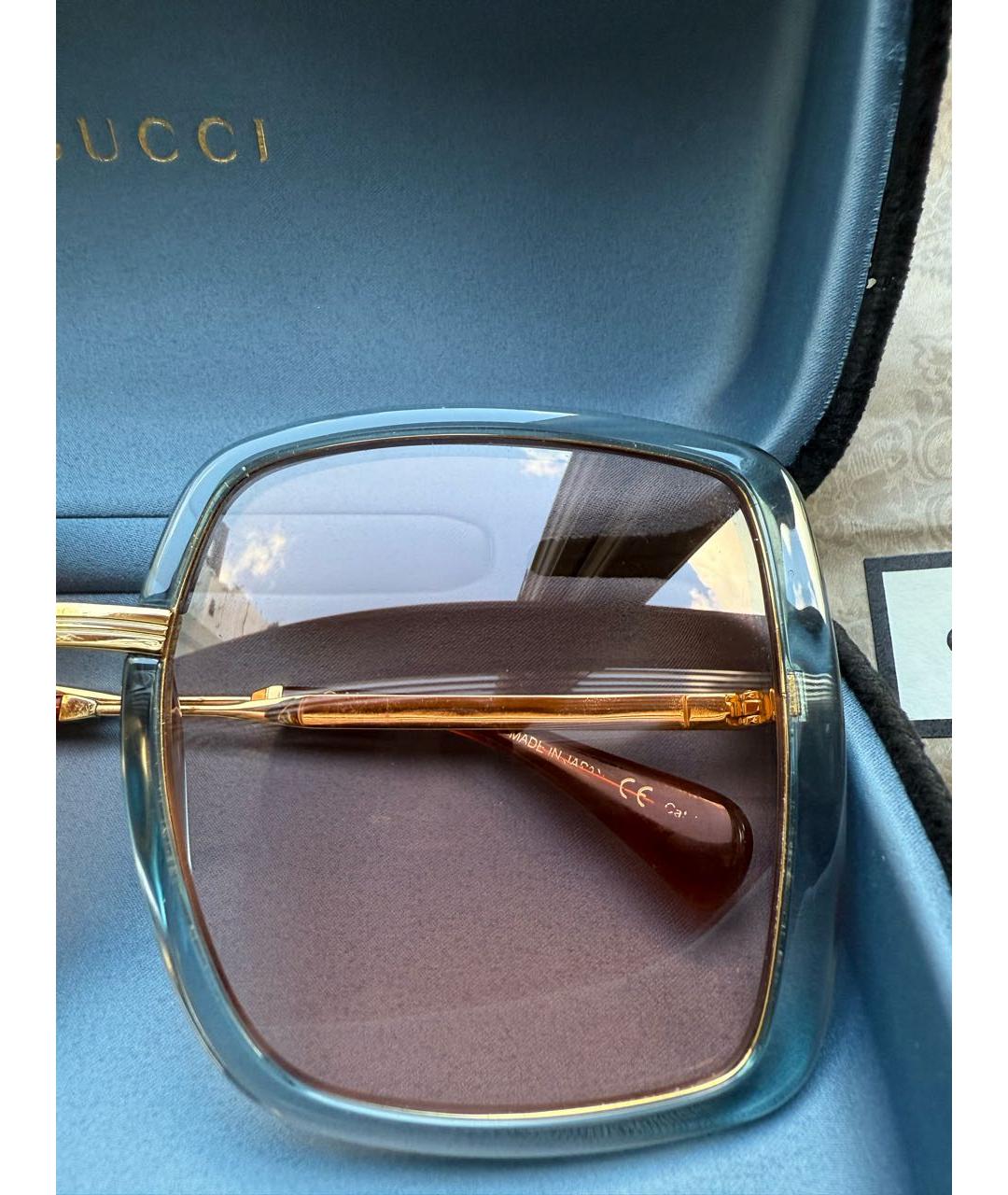 GUCCI Золотые металлические солнцезащитные очки, фото 6
