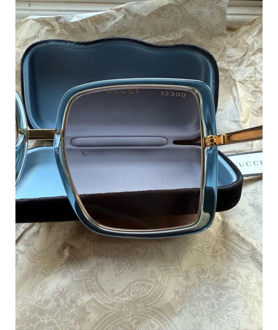 GUCCI Золотые металлические солнцезащитные очки, фото 8