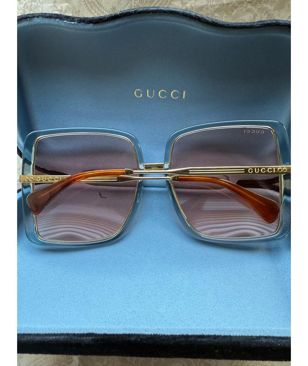 GUCCI Золотые металлические солнцезащитные очки, фото 7
