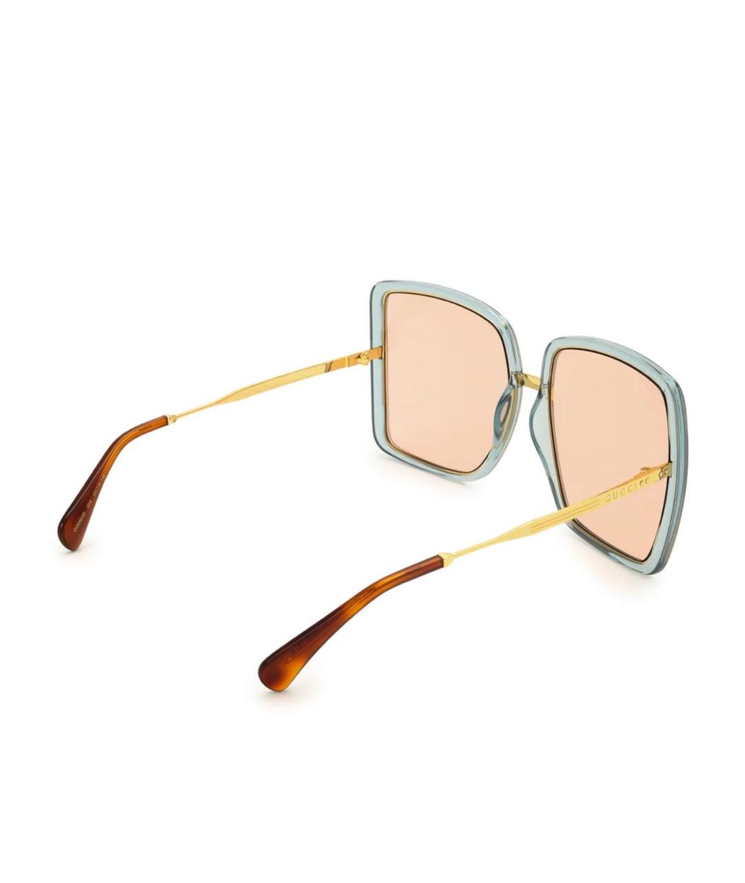 GUCCI Золотые металлические солнцезащитные очки, фото 3