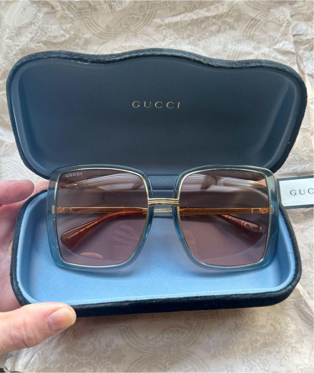 GUCCI Золотые металлические солнцезащитные очки, фото 4