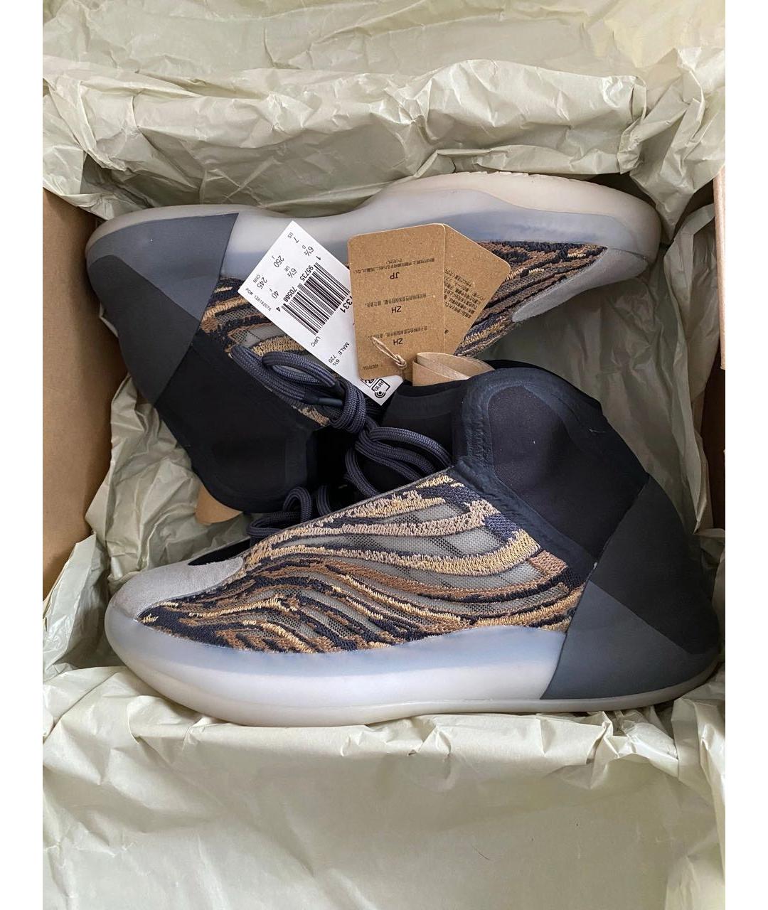 ADIDAS YEEZY Коричневые текстильные высокие кроссовки / кеды, фото 2