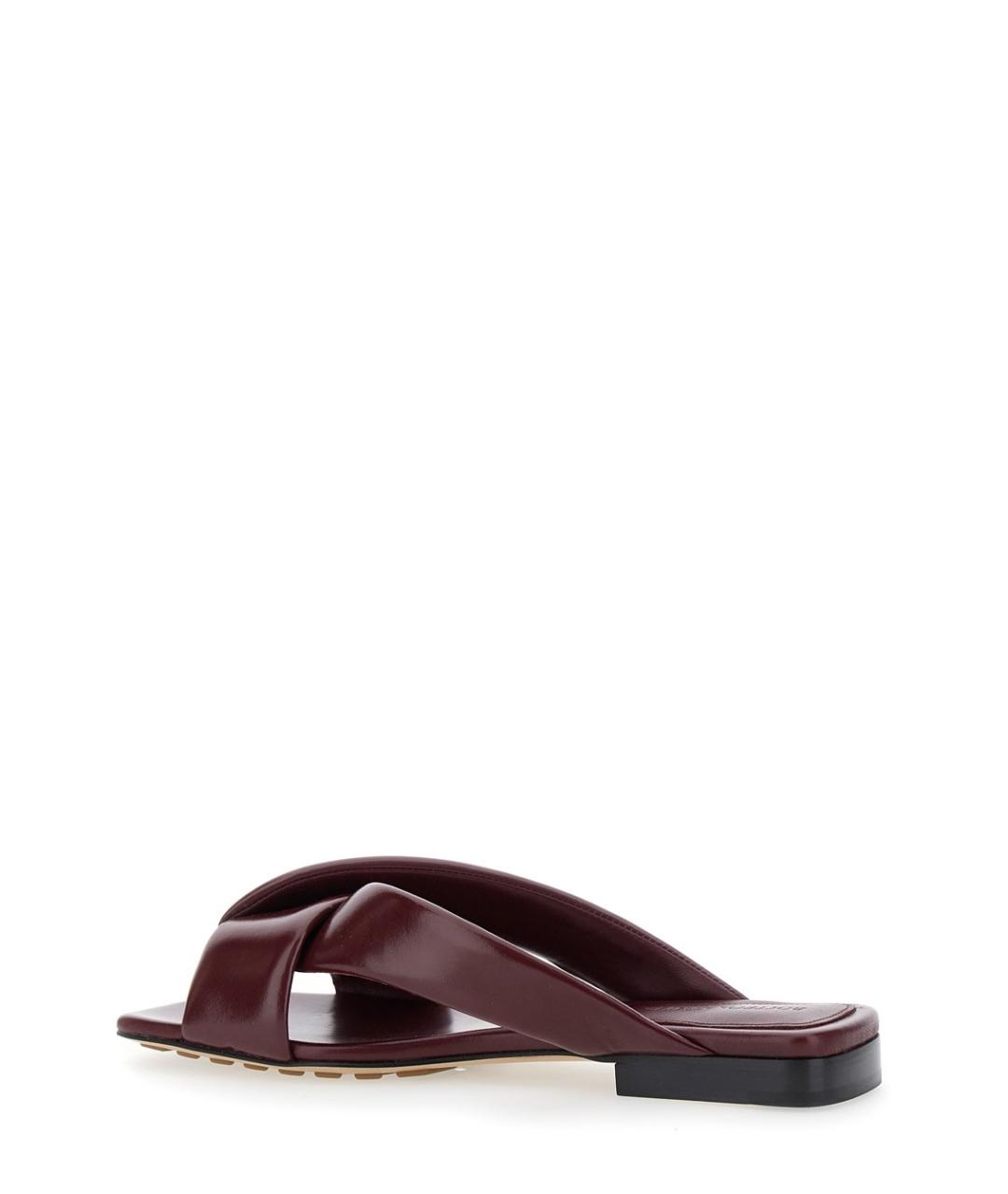 BOTTEGA VENETA Бордовые кожаные сандалии, фото 2