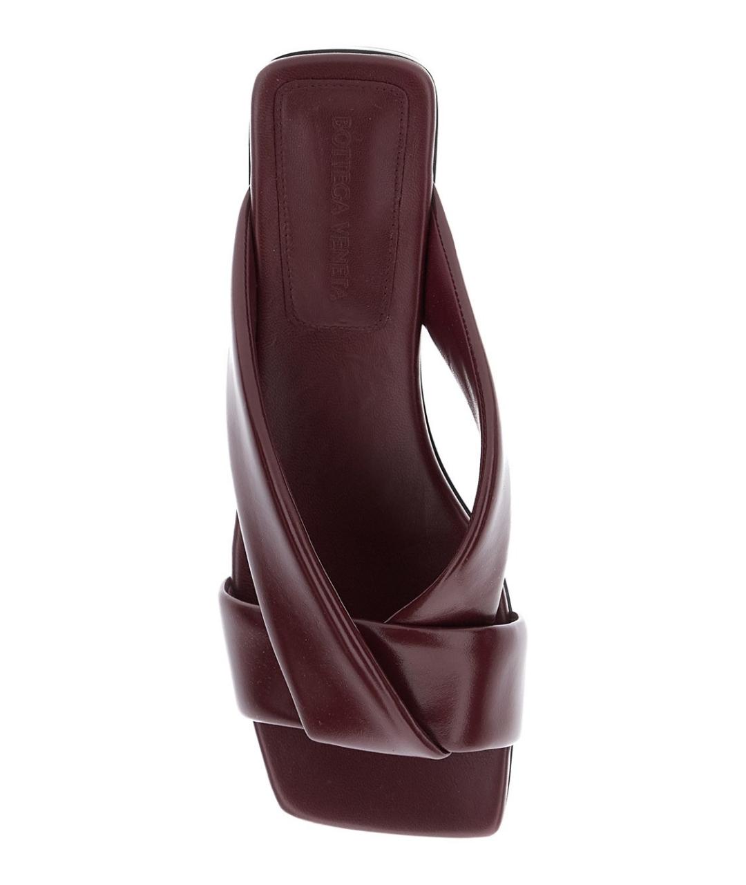 BOTTEGA VENETA Бордовые кожаные сандалии, фото 3