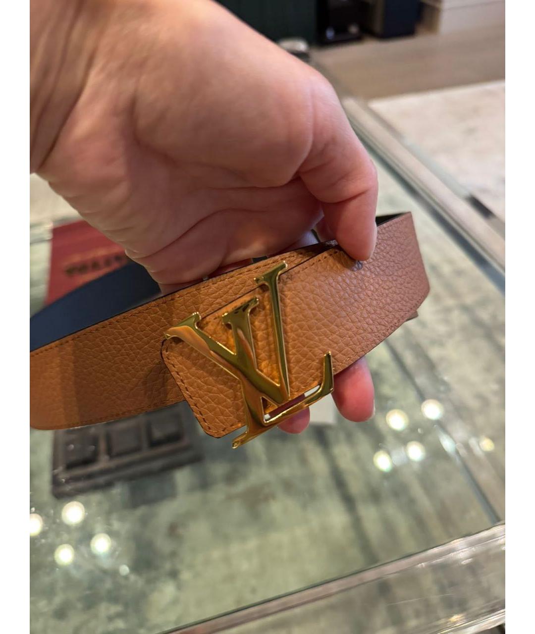 LOUIS VUITTON Коричневый кожаный ремень, фото 2