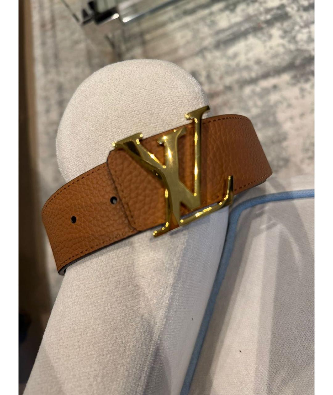 LOUIS VUITTON Коричневый кожаный ремень, фото 5