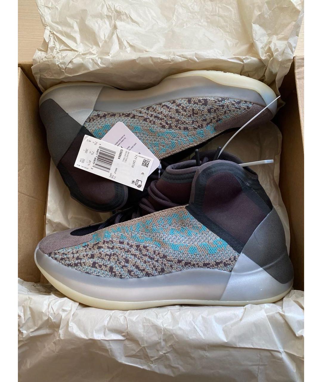 ADIDAS YEEZY Серые текстильные высокие кроссовки / кеды, фото 2