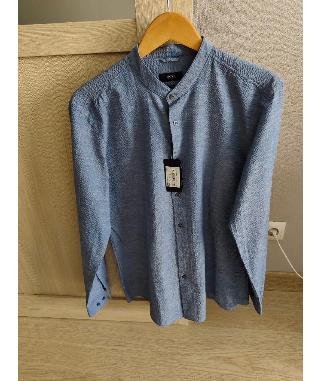 HUGO BOSS Голубая хлопковая кэжуал рубашка, фото 3