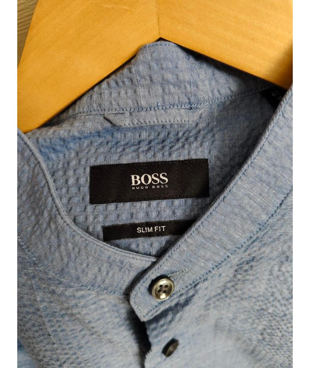 HUGO BOSS Голубая хлопковая кэжуал рубашка, фото 5