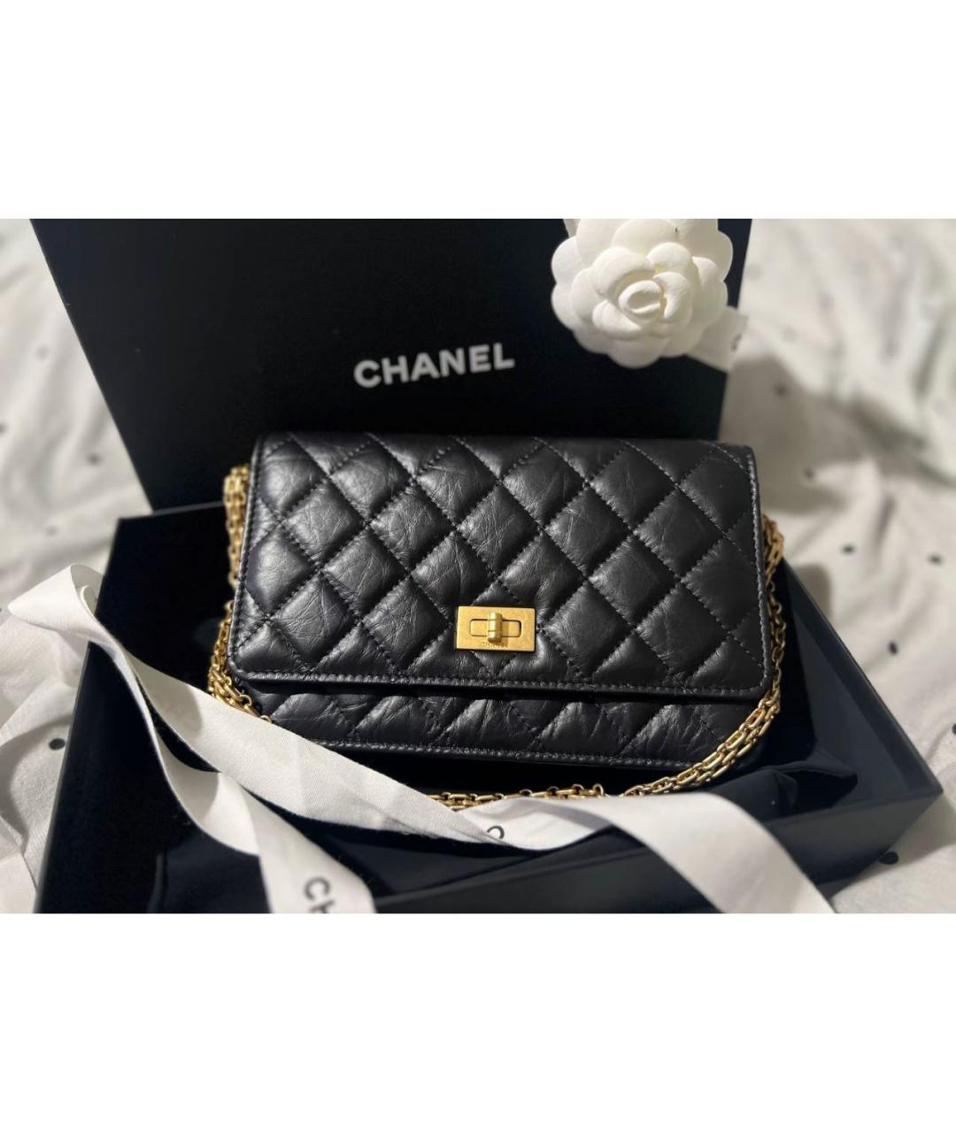 CHANEL Черная кожаная сумка через плечо, фото 7