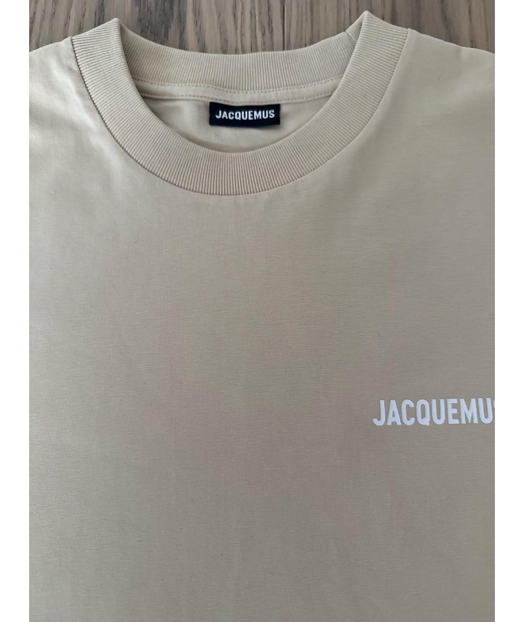 JACQUEMUS Бежевая хлопковая футболка, фото 3