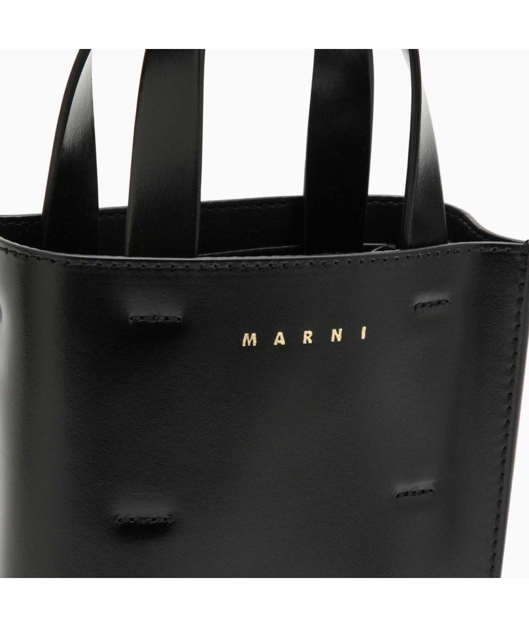 MARNI Черная кожаная сумка тоут, фото 5