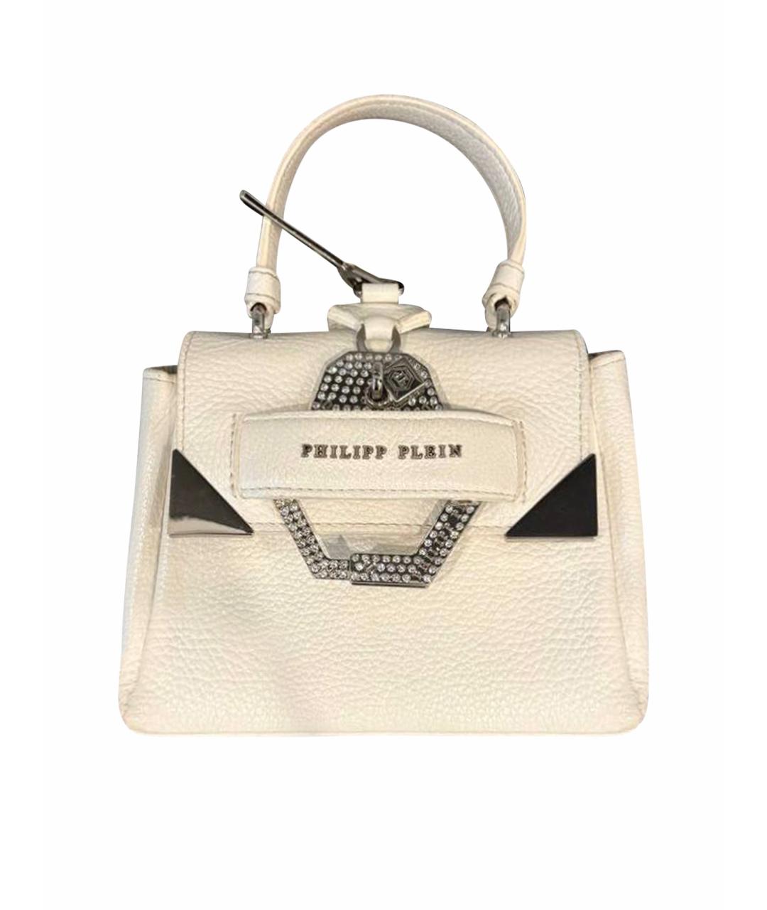 PHILIPP PLEIN Белая кожаная сумка с короткими ручками, фото 1