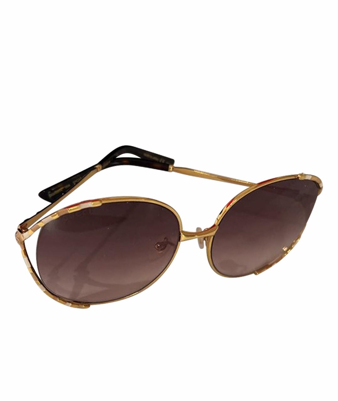 GUCCI Золотые металлические солнцезащитные очки, фото 1