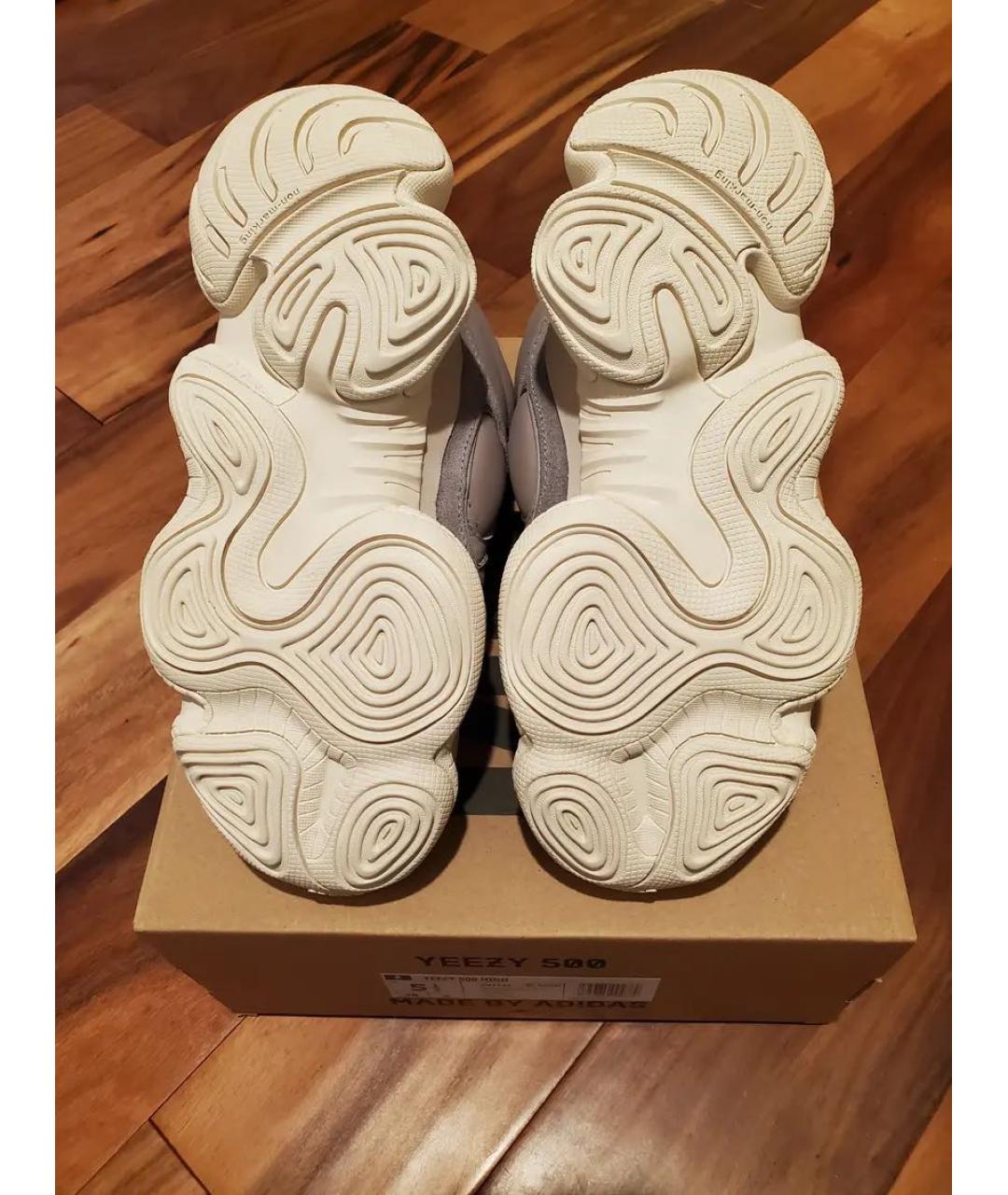 ADIDAS YEEZY Бежевые текстильные высокие кроссовки / кеды, фото 5