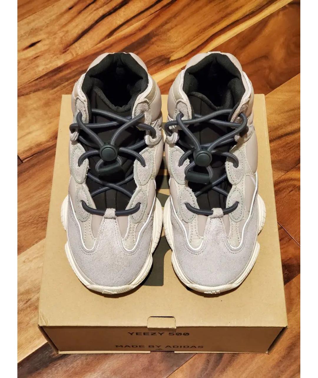 ADIDAS YEEZY Бежевые текстильные высокие кроссовки / кеды, фото 2