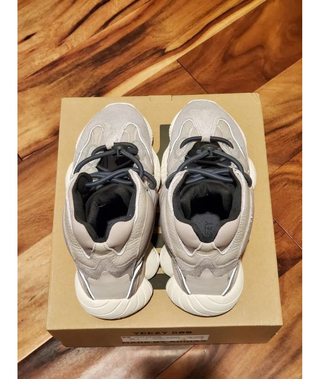 ADIDAS YEEZY Бежевые текстильные высокие кроссовки / кеды, фото 6