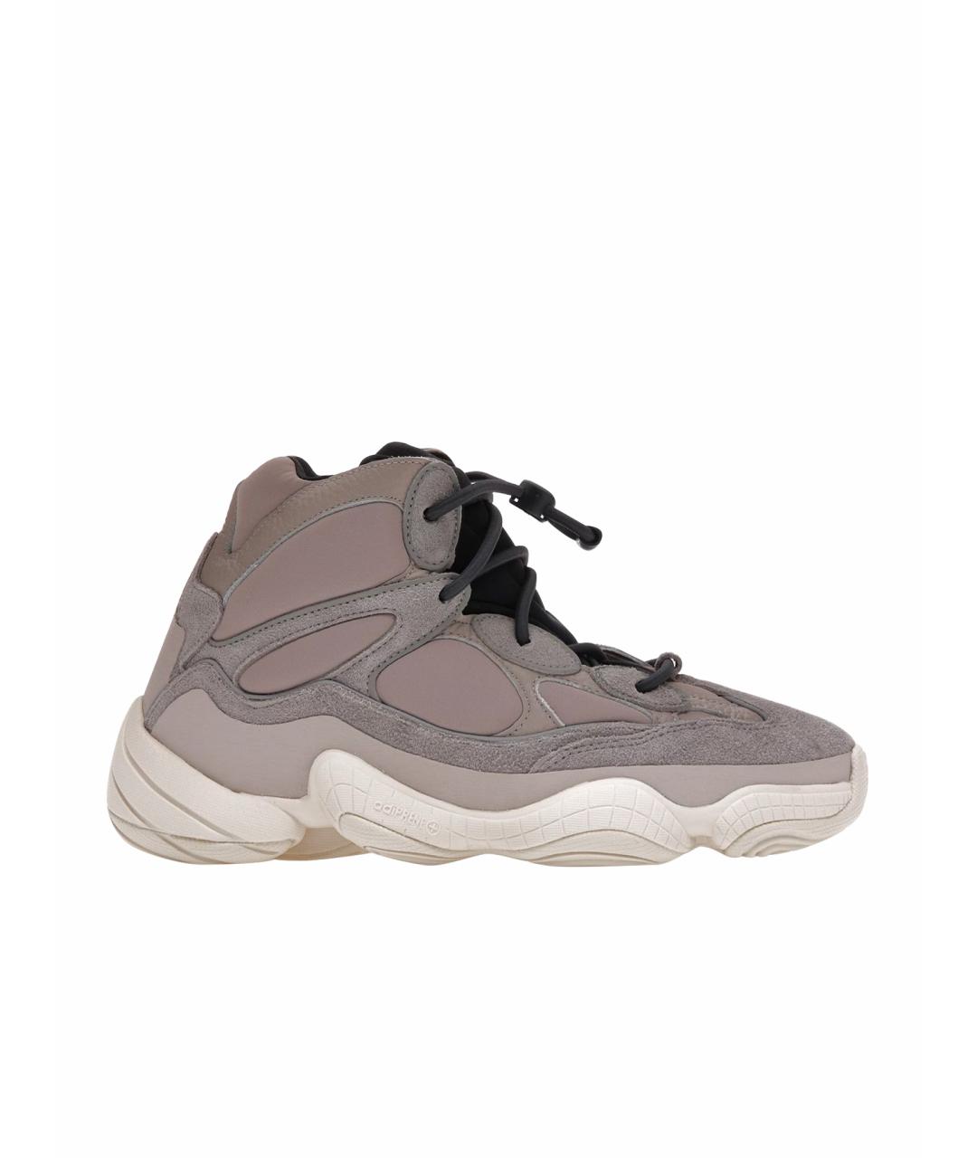ADIDAS YEEZY Бежевые текстильные высокие кроссовки / кеды, фото 1