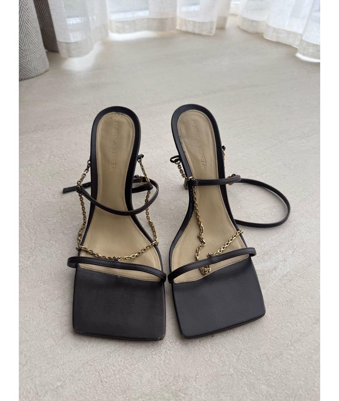 BOTTEGA VENETA Коричневые кожаные босоножки, фото 2