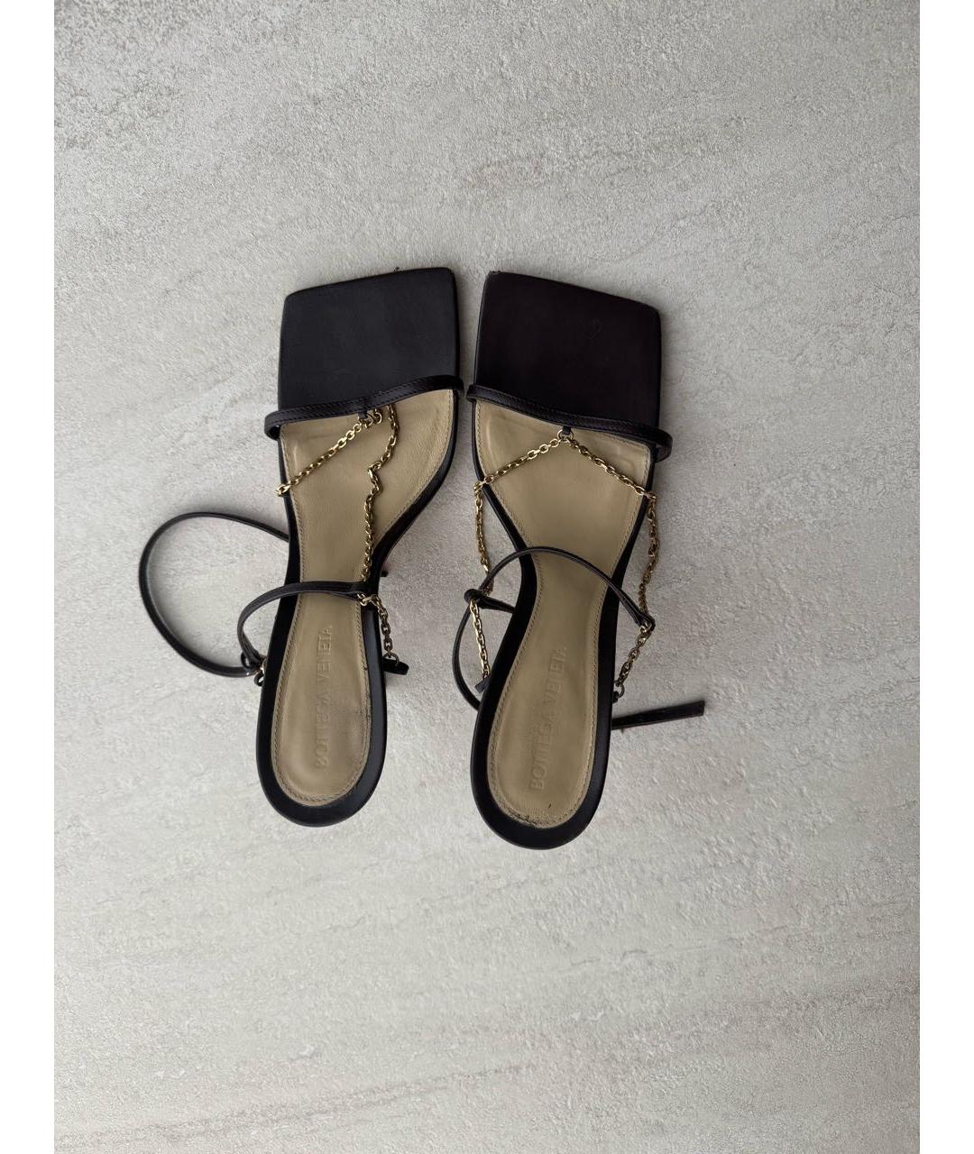 BOTTEGA VENETA Коричневые кожаные босоножки, фото 3