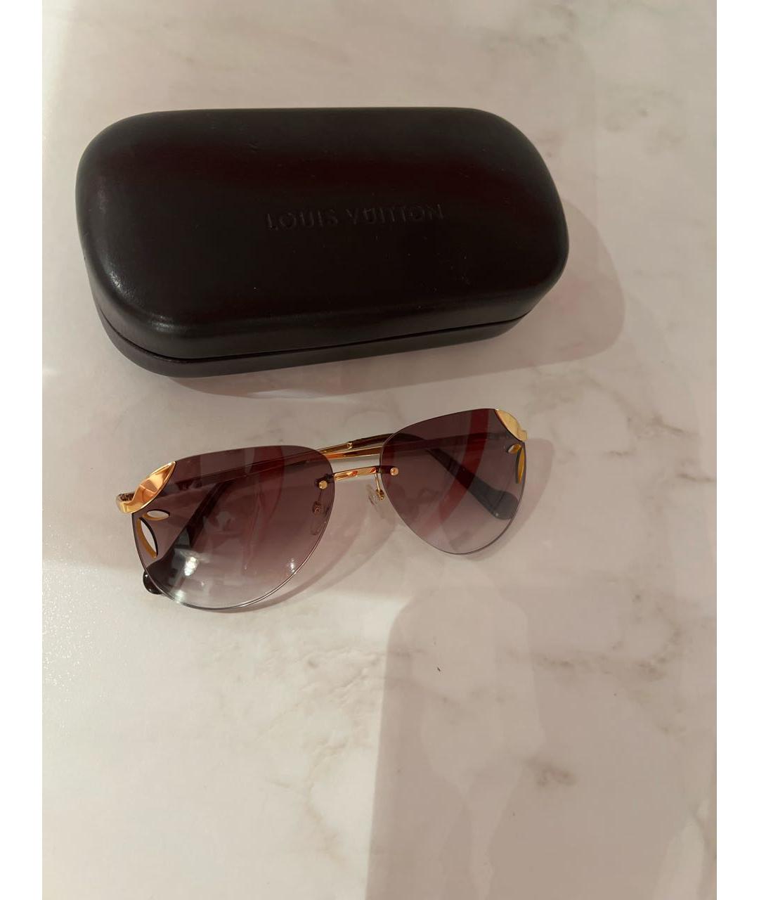 LOUIS VUITTON Золотые металлические солнцезащитные очки, фото 5
