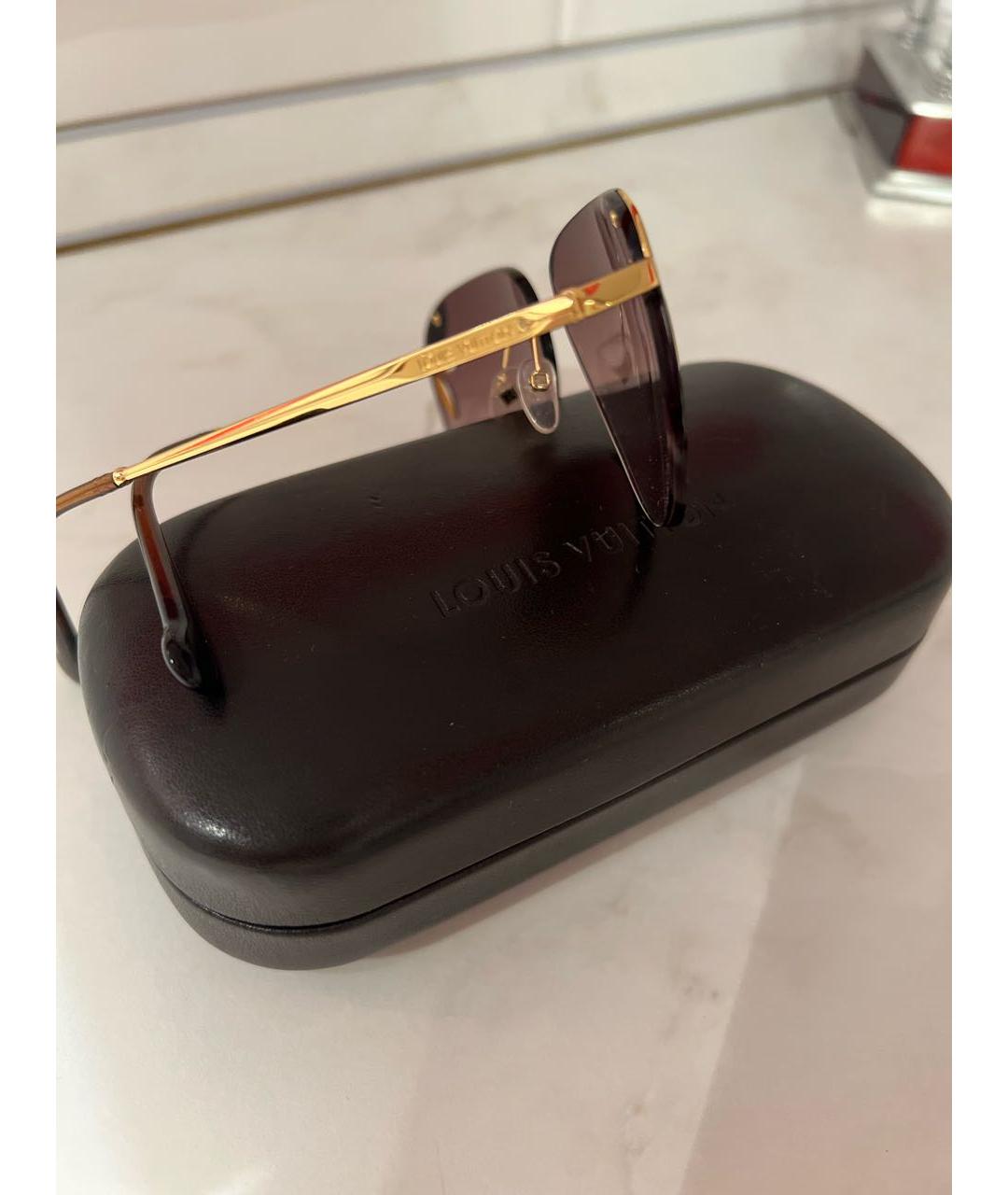 LOUIS VUITTON Золотые металлические солнцезащитные очки, фото 3
